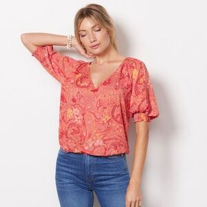 Evereve Red Paisley Blouse
